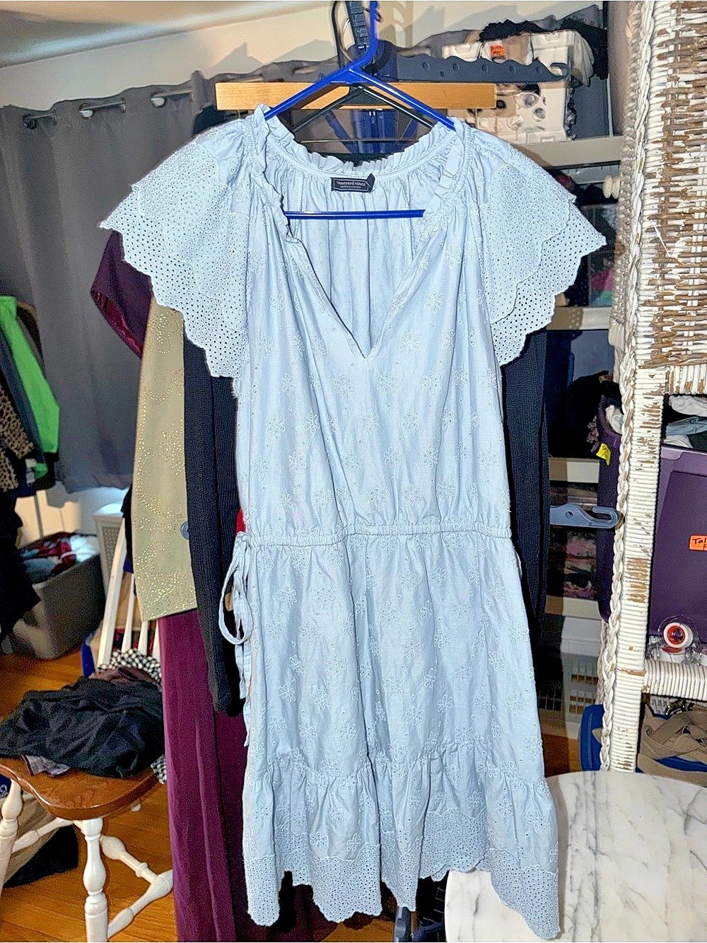Vineyard Vines Polka Dot Midi Dress Blue Medium